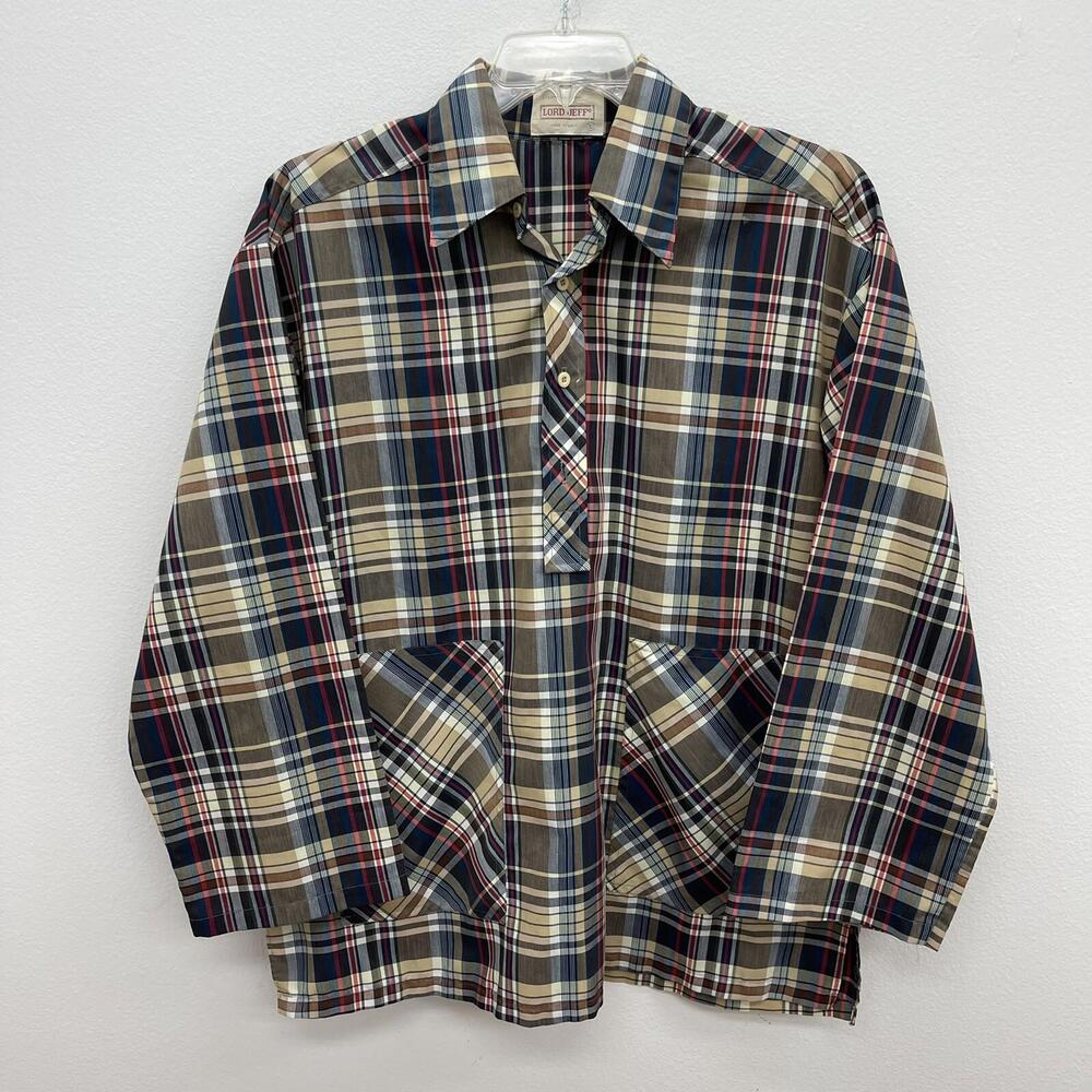 Lord Jeff Large Pullover Long Sleeve Plaid Shirt Vintage
